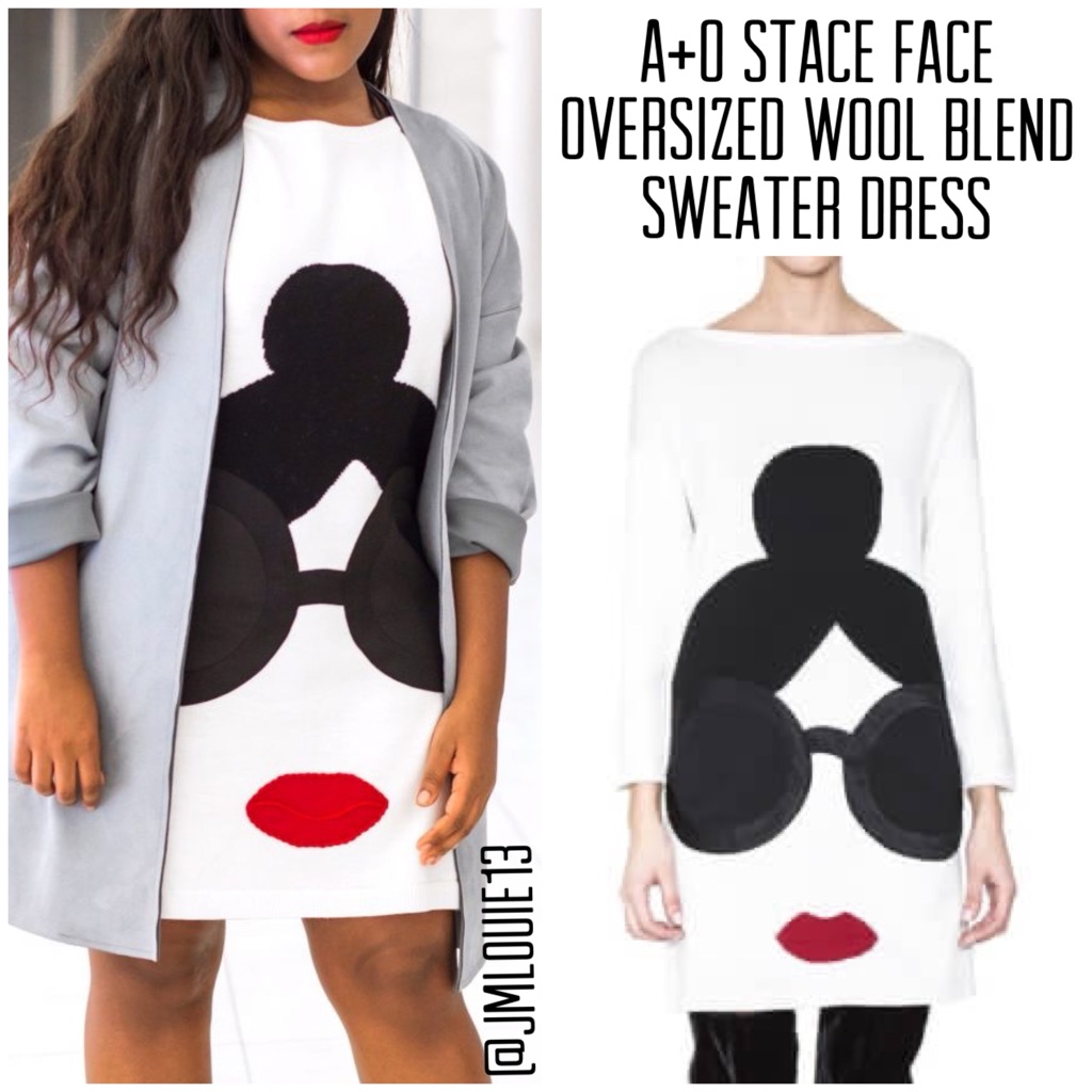 Alice + Olivia Stace Face Oversized Wool Blend Sweater Dress